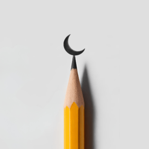 READ pencil with cresecent moon.